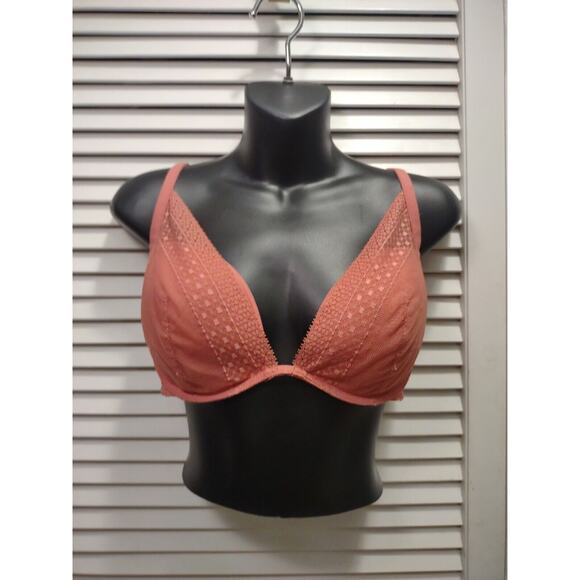 VICTORIA'S SECRET Incredible By Victoria Pink Lace Lightly Lined Plunge Bra 36D - Picture 1 of 9